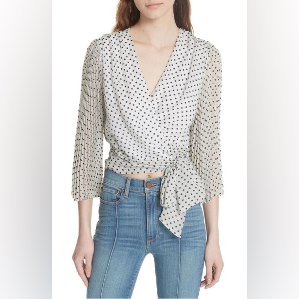 Alice + Olivia Polka Dot Wrap Top